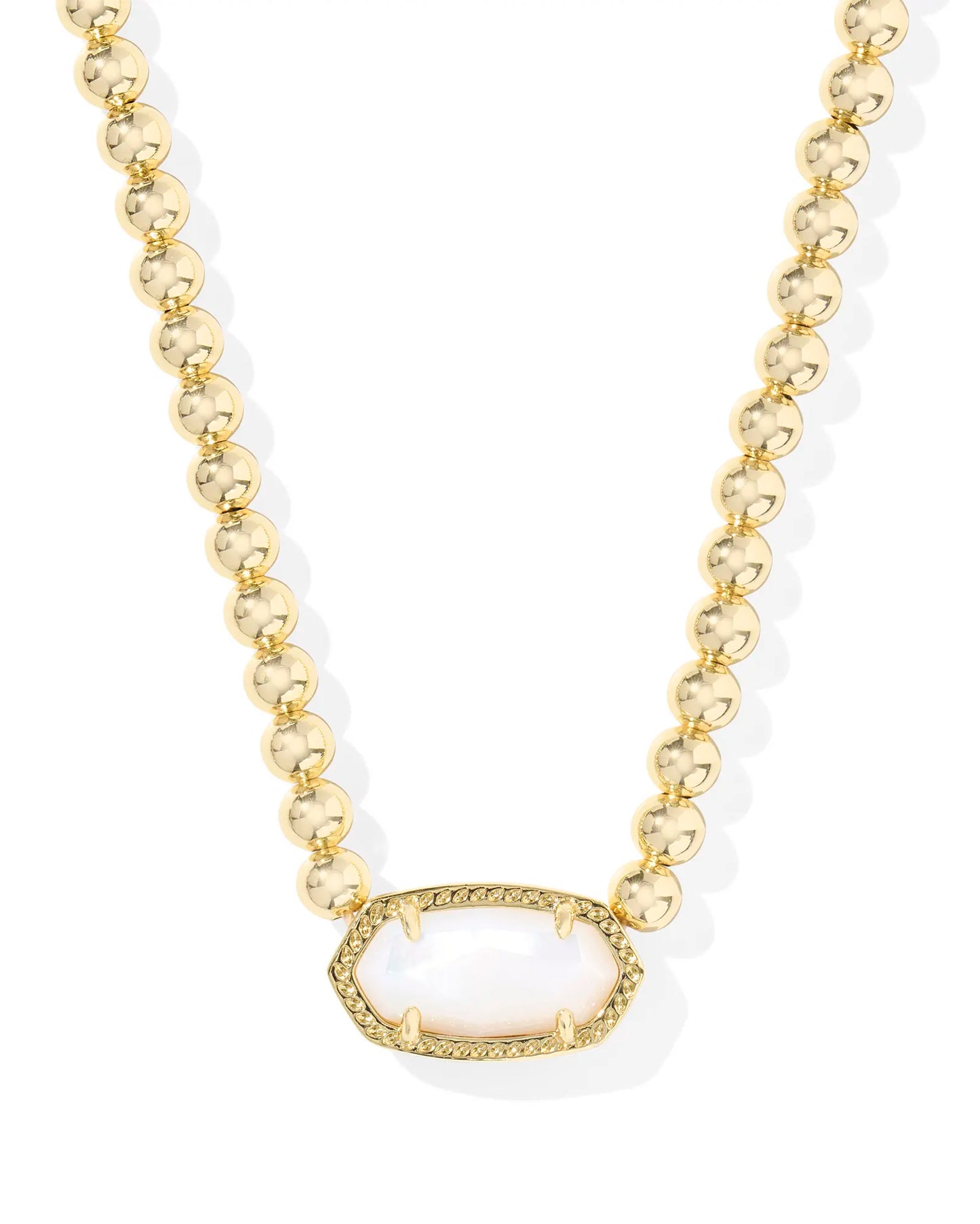 ELISA BEADED NECKLACE GOLD IVORY MOTHER OF PEARL