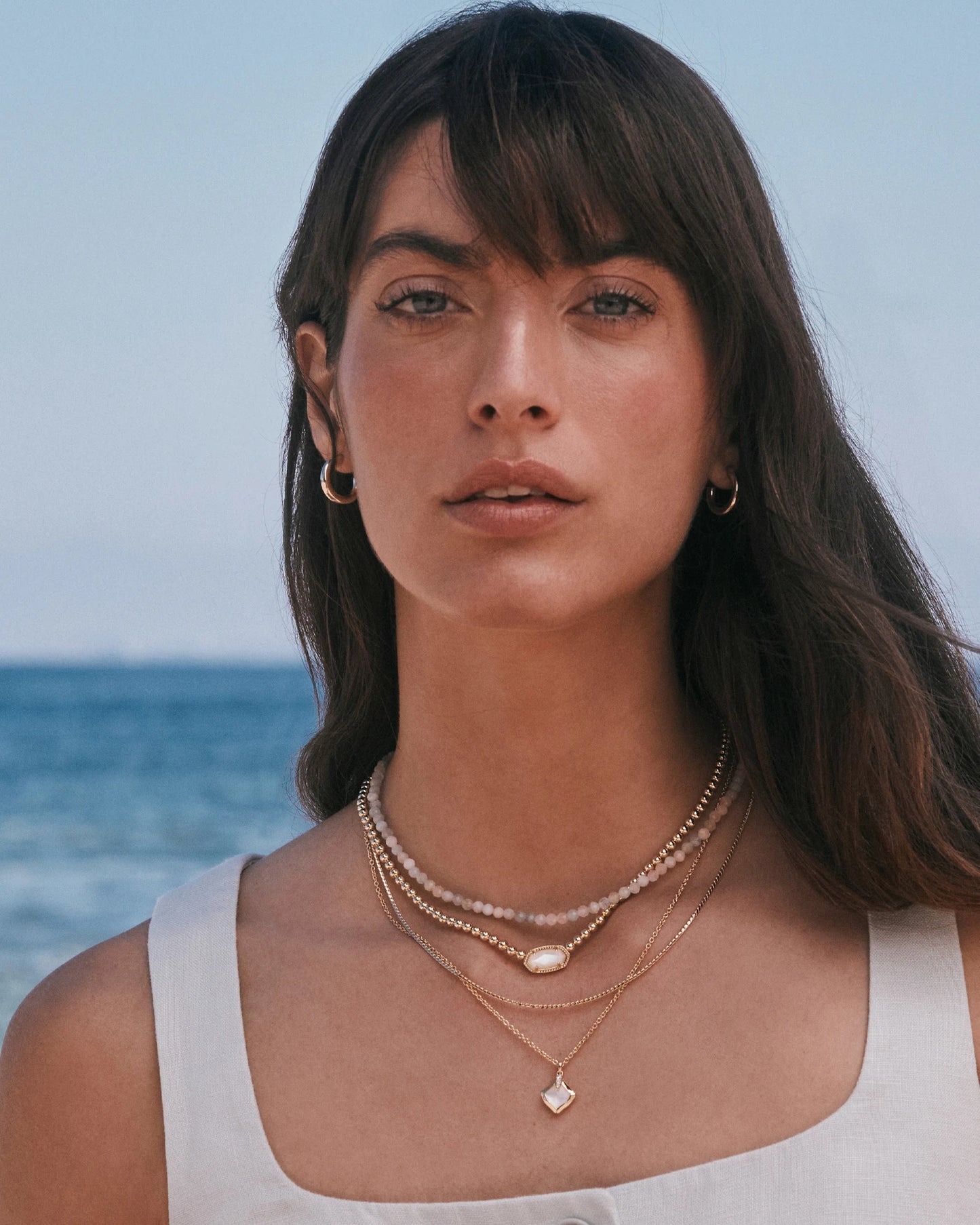 ELISA BEADED NECKLACE GOLD IVORY MOTHER OF PEARL