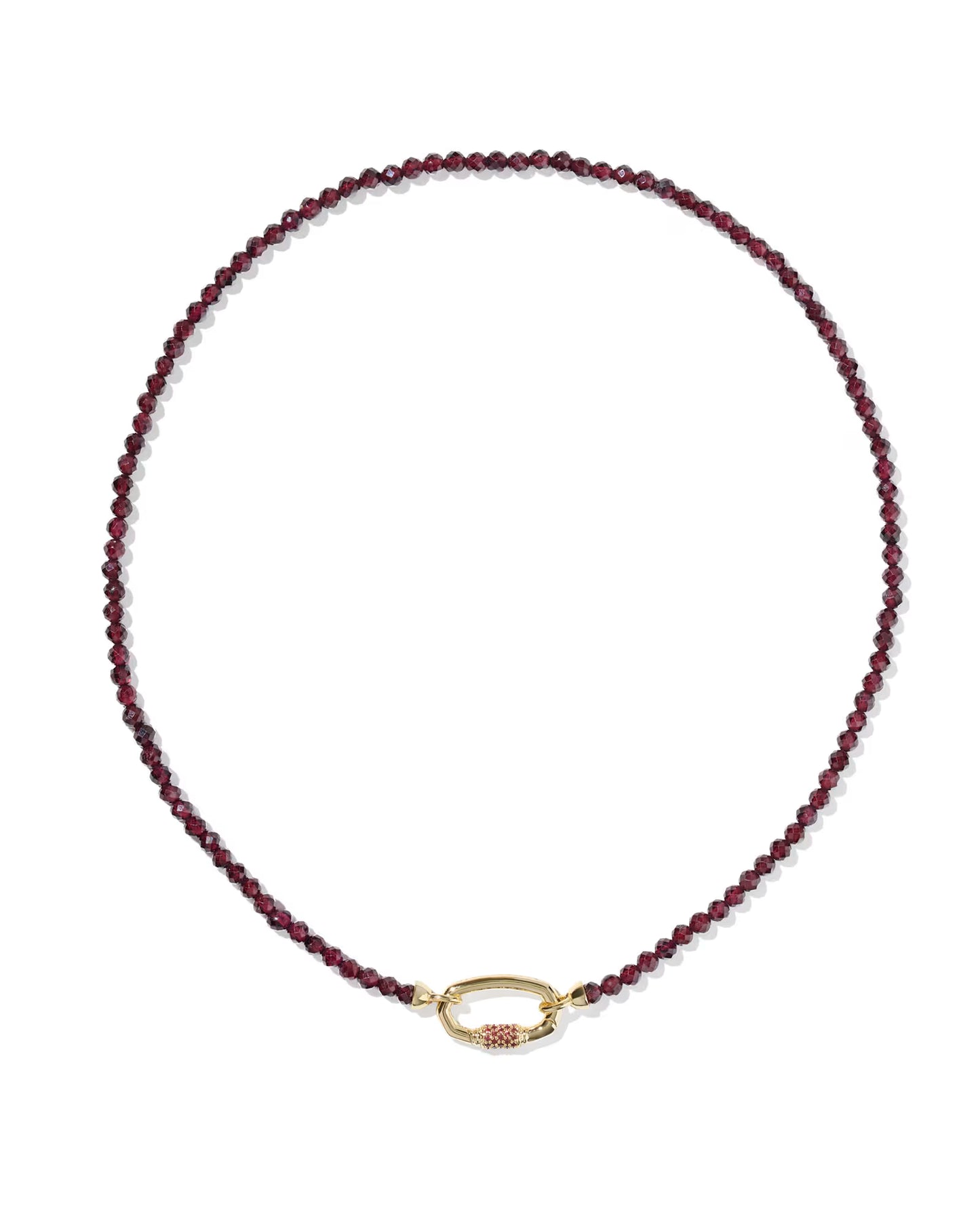 EMERY BEADED STRAND NECKLACE GOLD RED GARNET