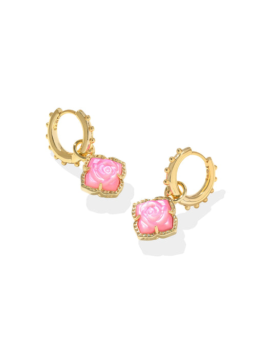 MALLORY ROSE HUGGIE EARRINGS GOLD BLUSH IVORY MOTHER OF PEARL