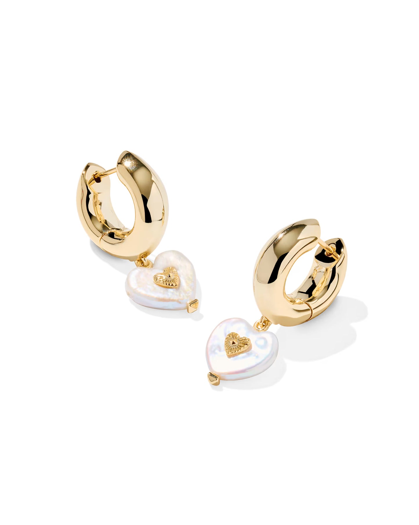 SASHA HEART HUGGIE EARRINGS GOLD FRESHWATER CULTURED PEARL