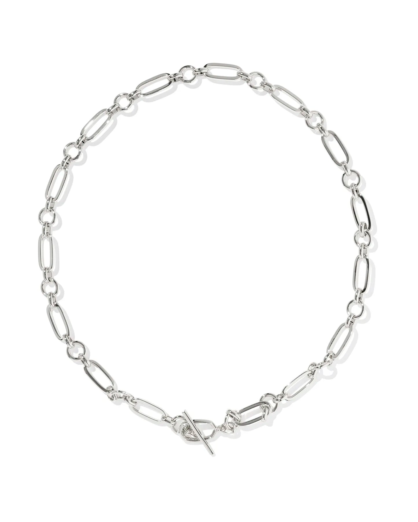 SYLVIA METAL LINK AND CHAIN NECKLACE SILVER