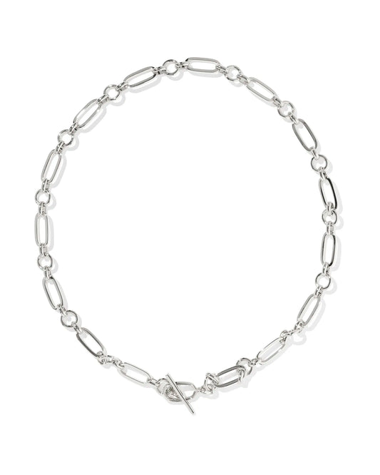 SYLVIA METAL LINK AND CHAIN NECKLACE SILVER