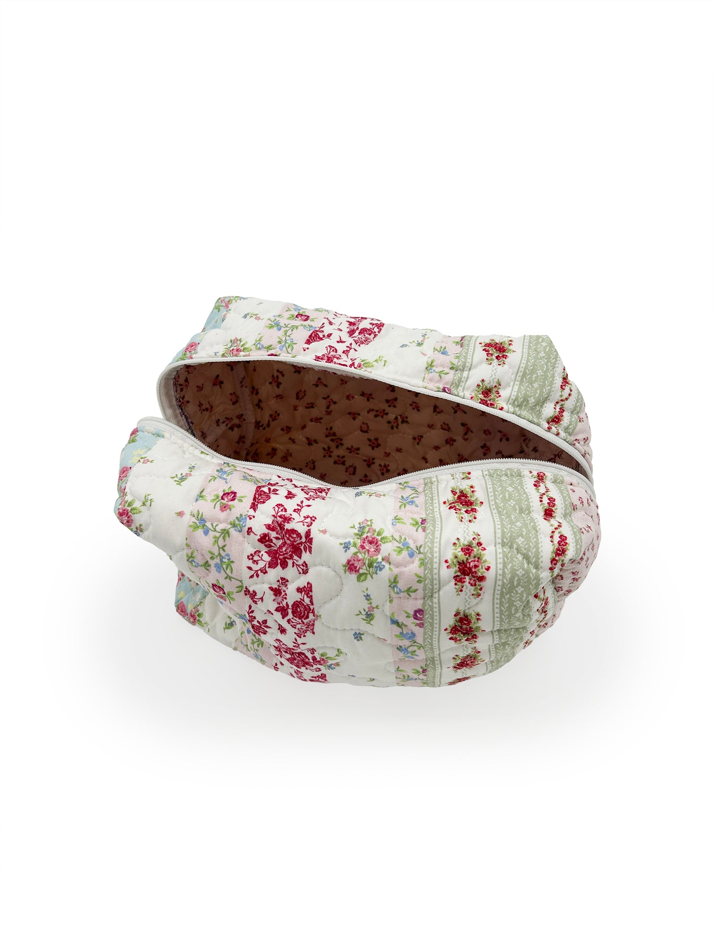 Lynette Patchwork Stripe Quilted Large Makeup Bag