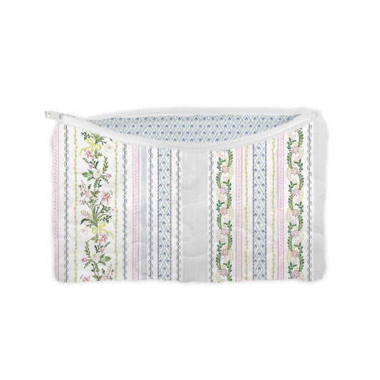 Milkglass Ribbon Blue Quilted Makeup Bag