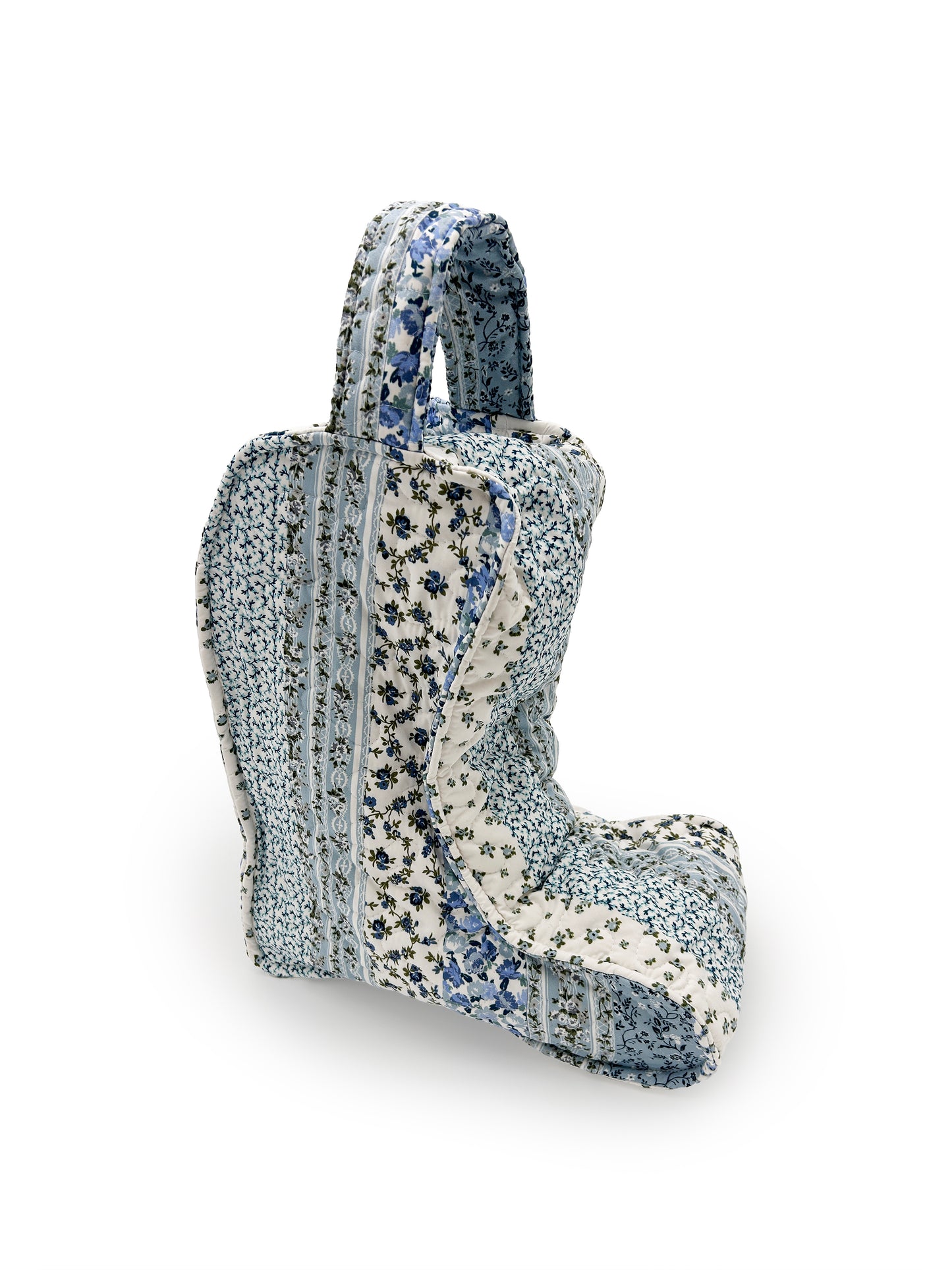 Paige Patchwork Stripe Blue Quilted Boot Bag