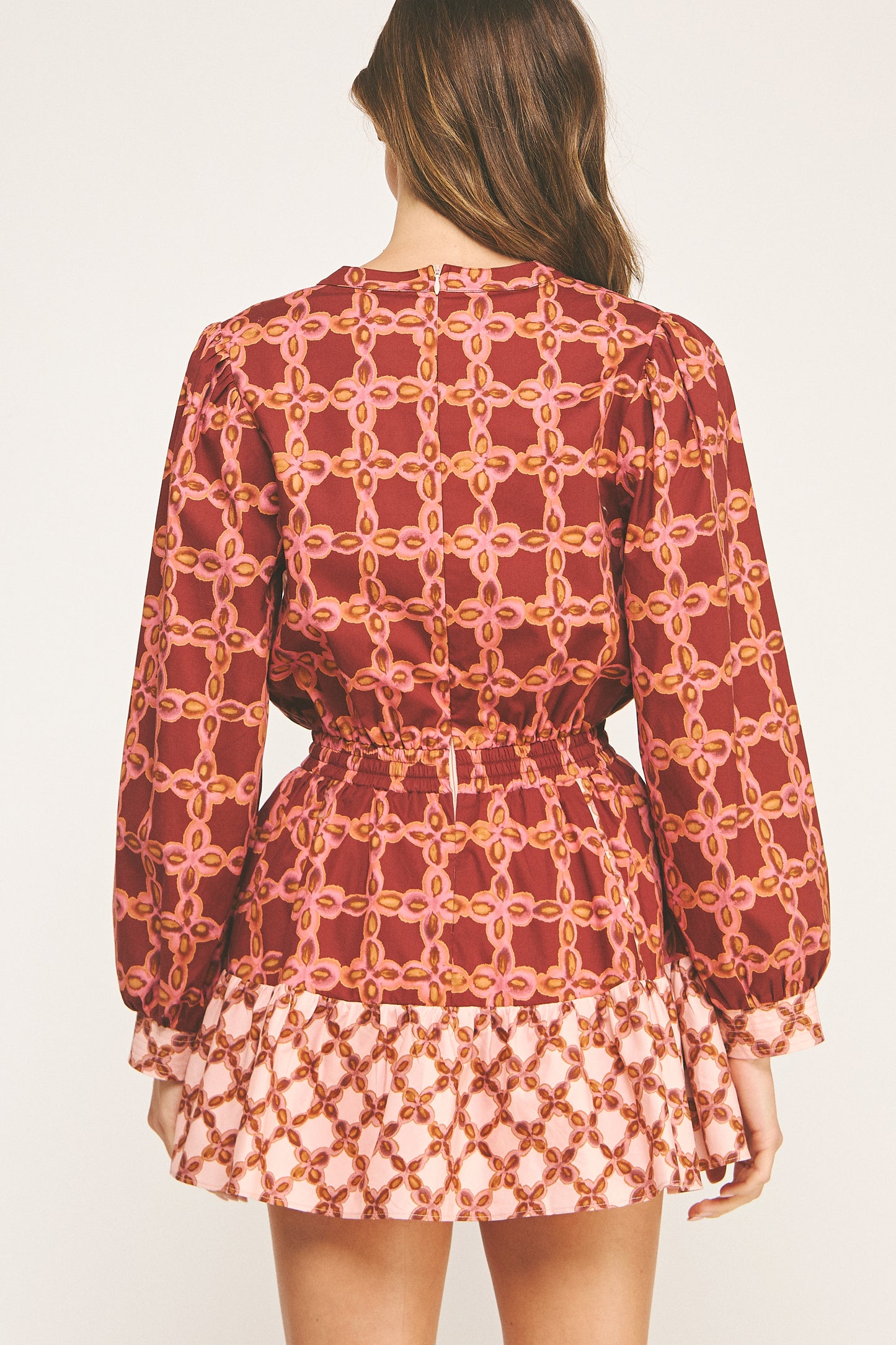 Printed Color Block Mini Dress