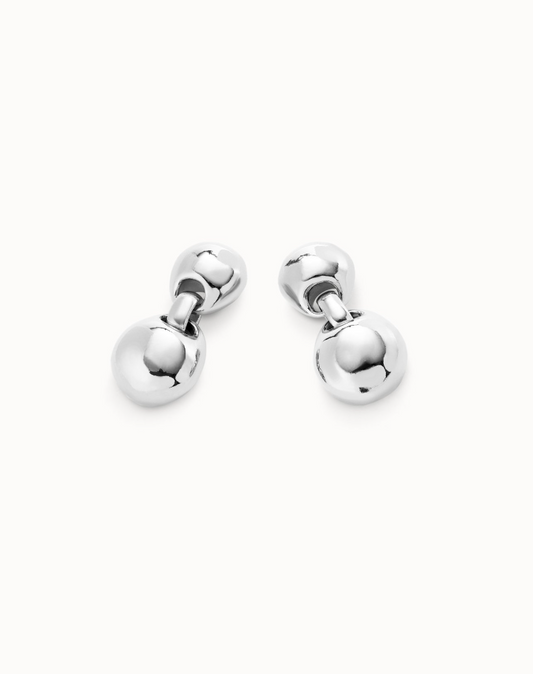 sterling silver plated metal alloy earrings with small ball