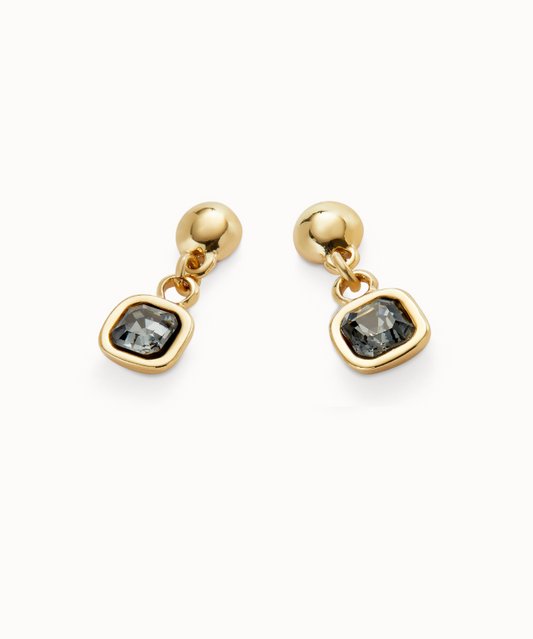 18k gold plated metal alloy earrings with black crystals