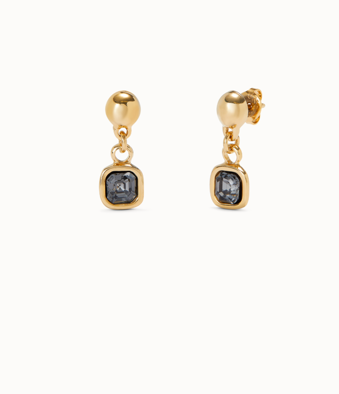 18k gold plated metal alloy earrings with black crystals