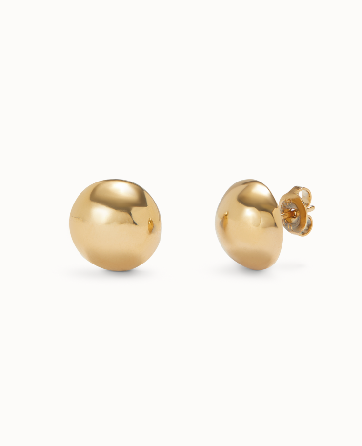 18k gold plated metal alloy earrings in the shape of a half ball