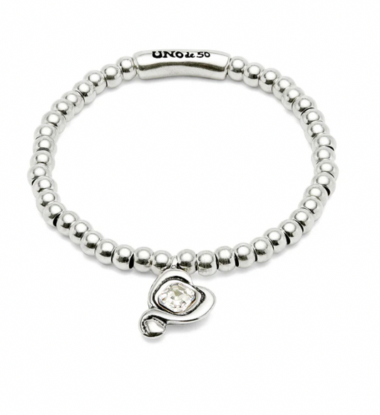 bracelet made of sterling silver plated metal alloy beads with crystal heart L