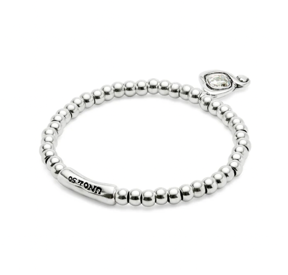 bracelet made of sterling silver plated metal alloy beads with crystal heart L