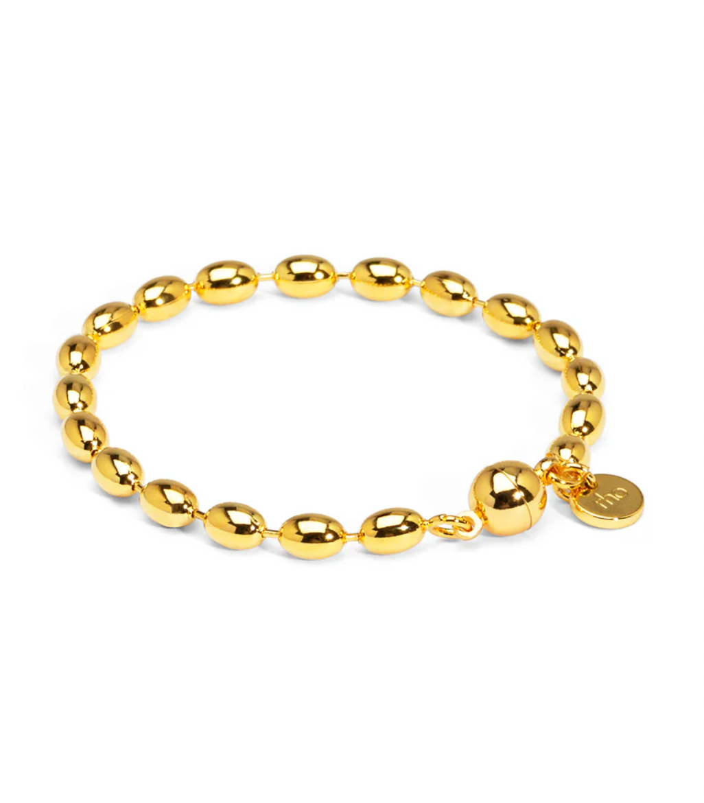 Beaded Magnetic Closure Bracelet Gold