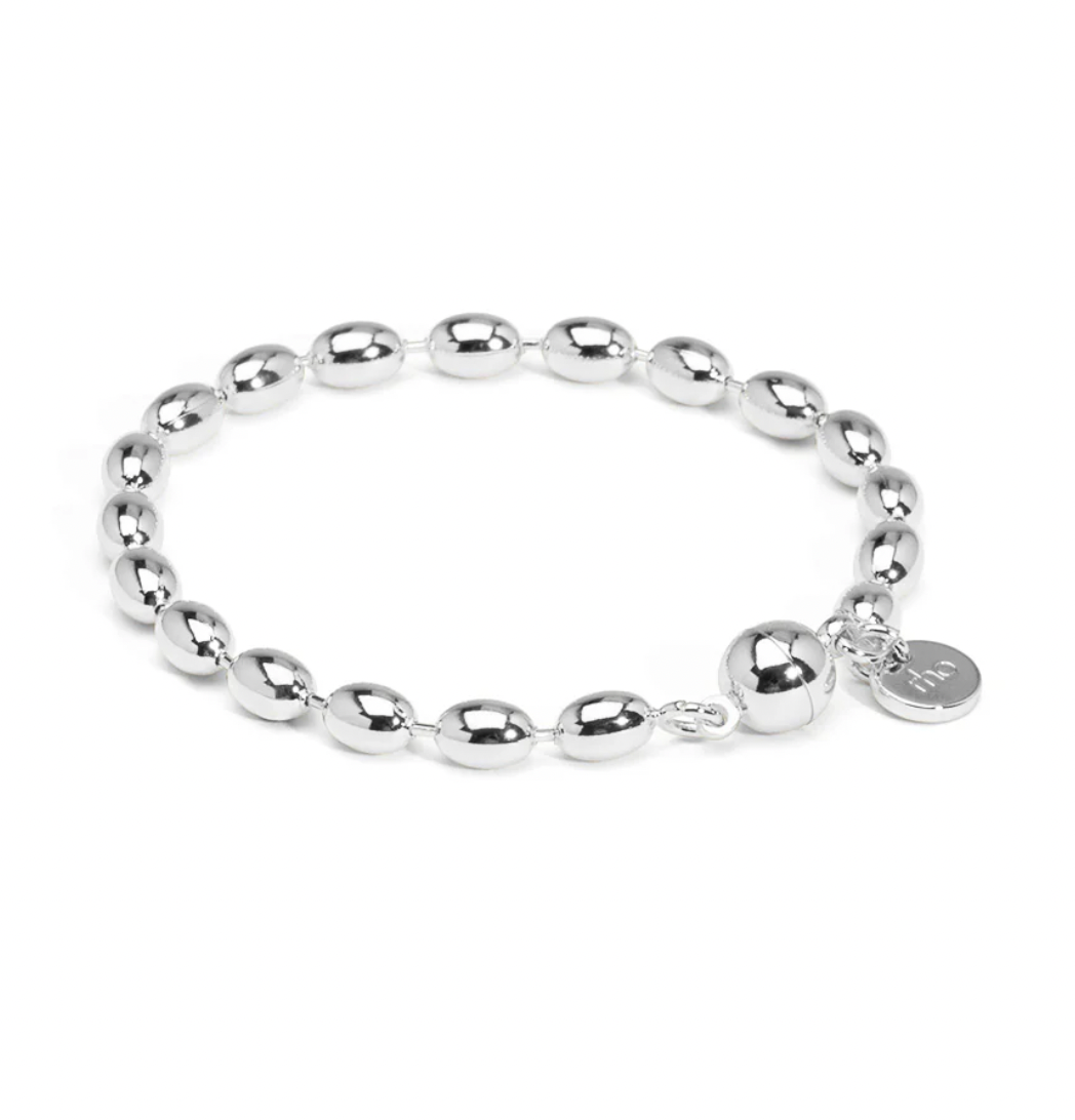 Beaded Magnetic Closure Bracelet Silver