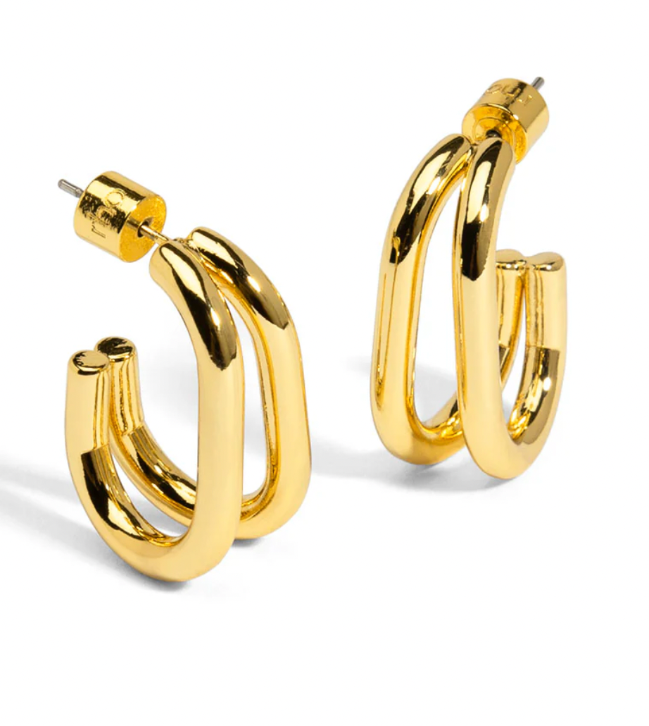 Wide Metal Double Hoop Earring