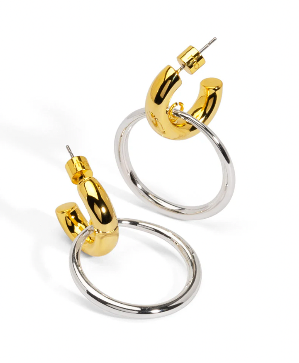 Two-tone Door Knocker Drop Earring