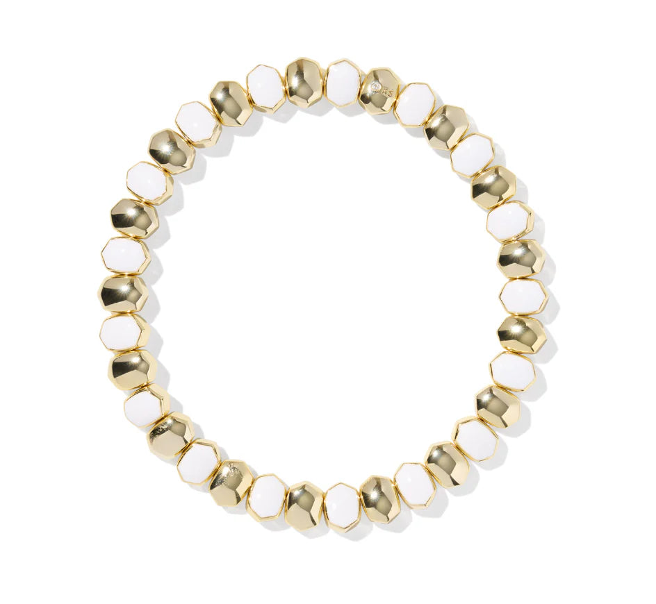 DAPHNE ENAMEL STRETCH BRACELET GOLD WHITE ENAMEL