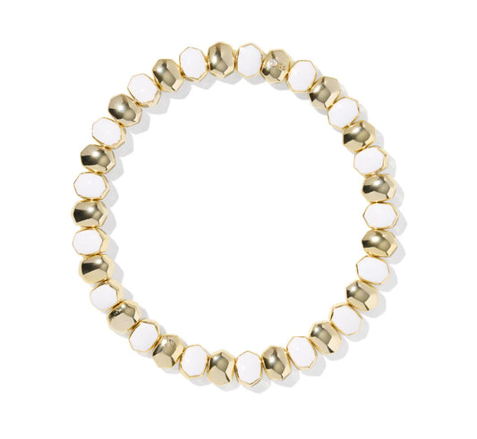 DAPHNE ENAMEL STRETCH BRACELET GOLD WHITE ENAMEL