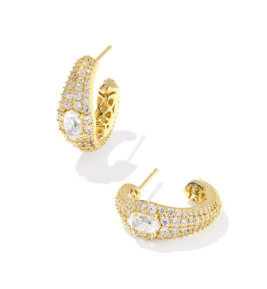 BELLA HOOP EARRINGS GOLD WHITE CZ