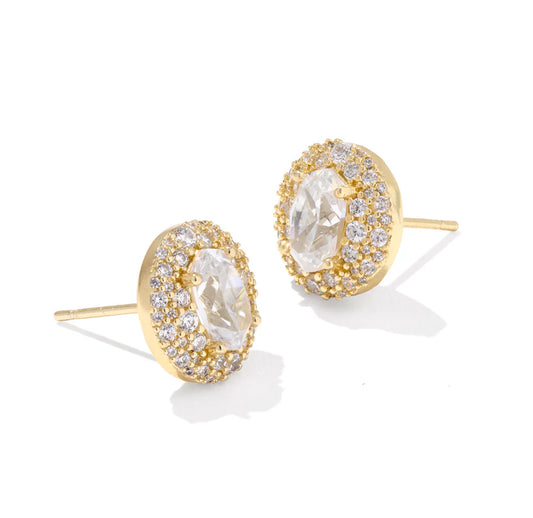 BELLA STUD EARRINGS GOLD WHITE CZ