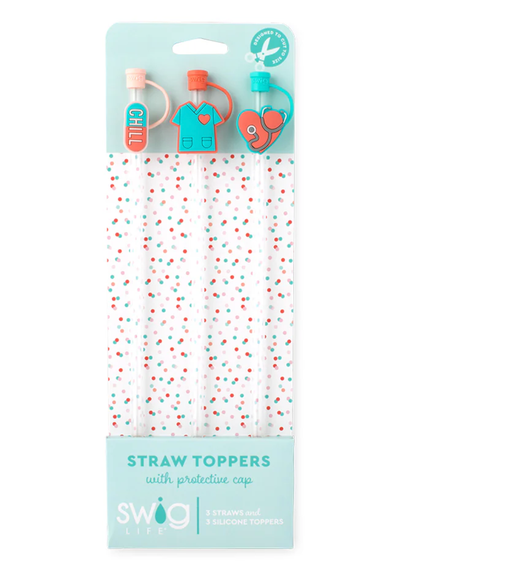 Scrub Life Straw Topper Set