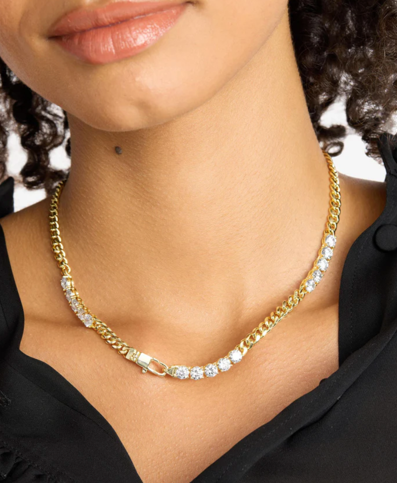 Baby Julian's Obsessed with Diamonds Necklace 16' GOLD-WHITE O/S