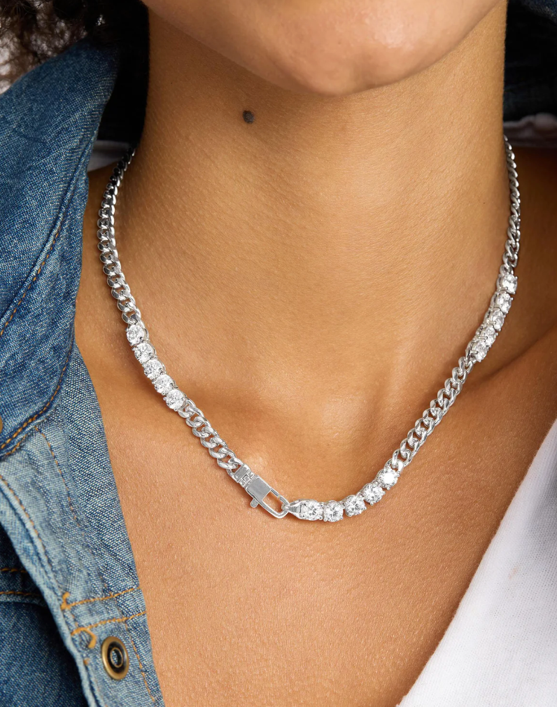 Baby Julian's Obsessed with Diamonds Necklace 16' SILVER-WHITE O/S