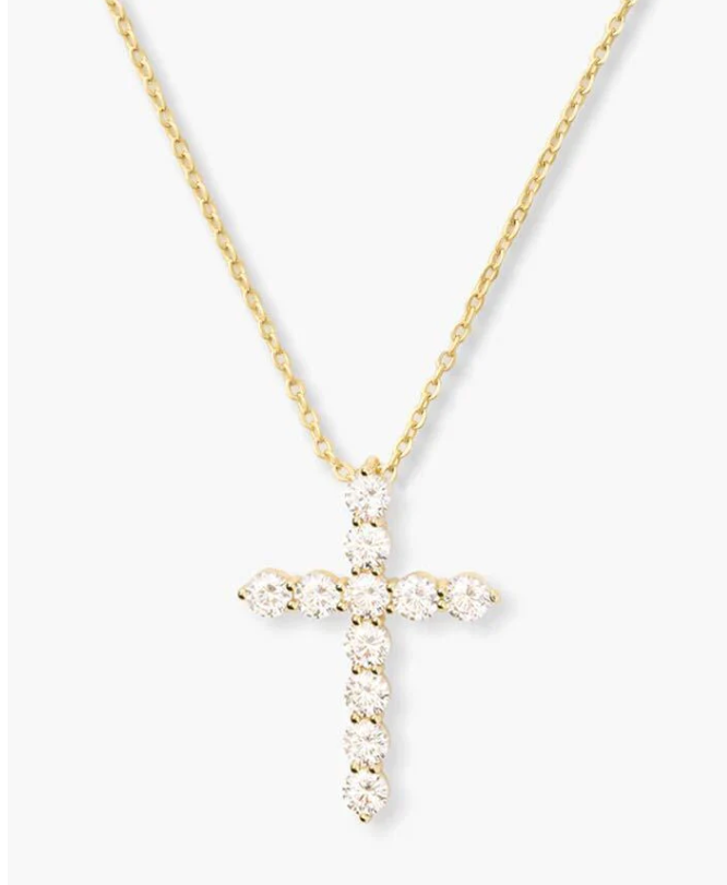 Oh She Fancy Small Cross Pendant GOLD-WHITE O/S