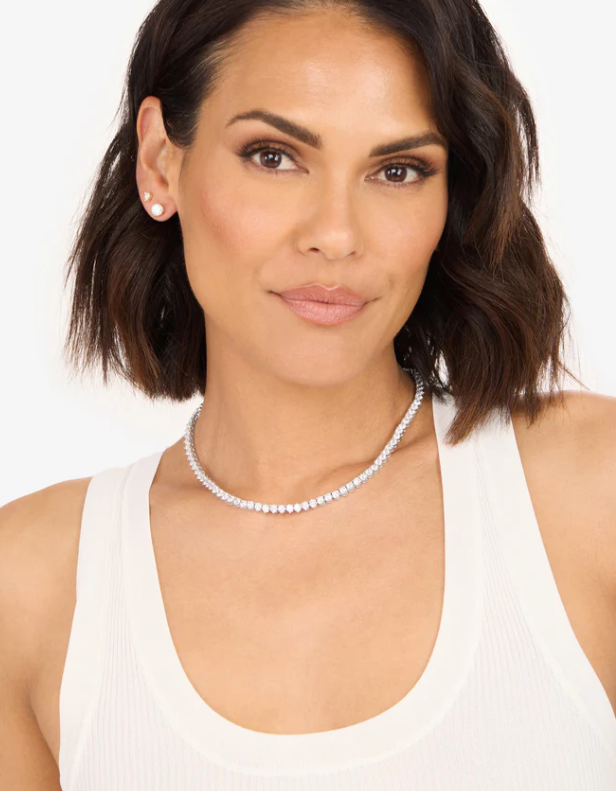 Mama Not Your Basic Tennis Necklace 16' SILVER-WHITE O/S