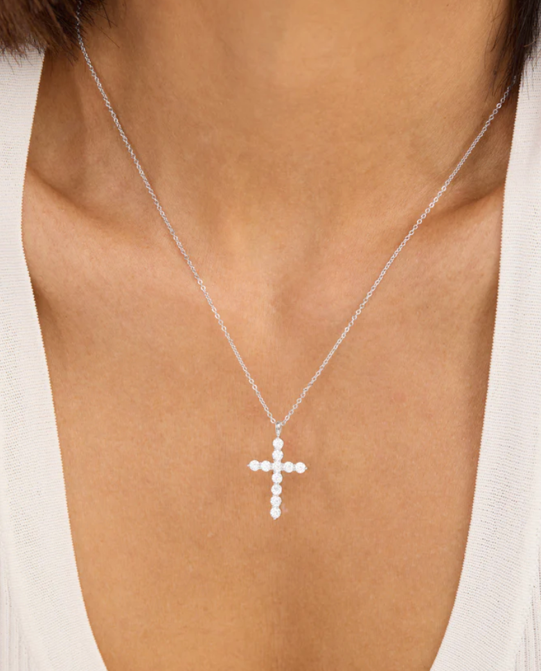 Oh She Fancy Small Cross Pendant SILVER-WHITE O/S