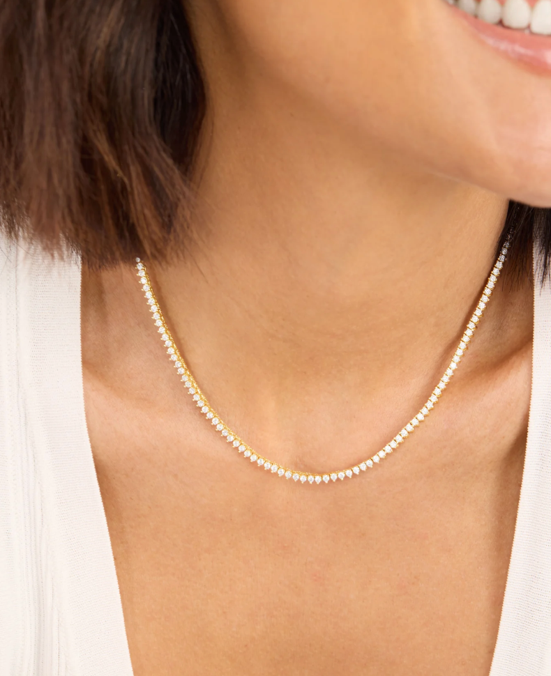 Baby Not Your Basic Tennis Necklace 16' GOLD-WHITE O/S