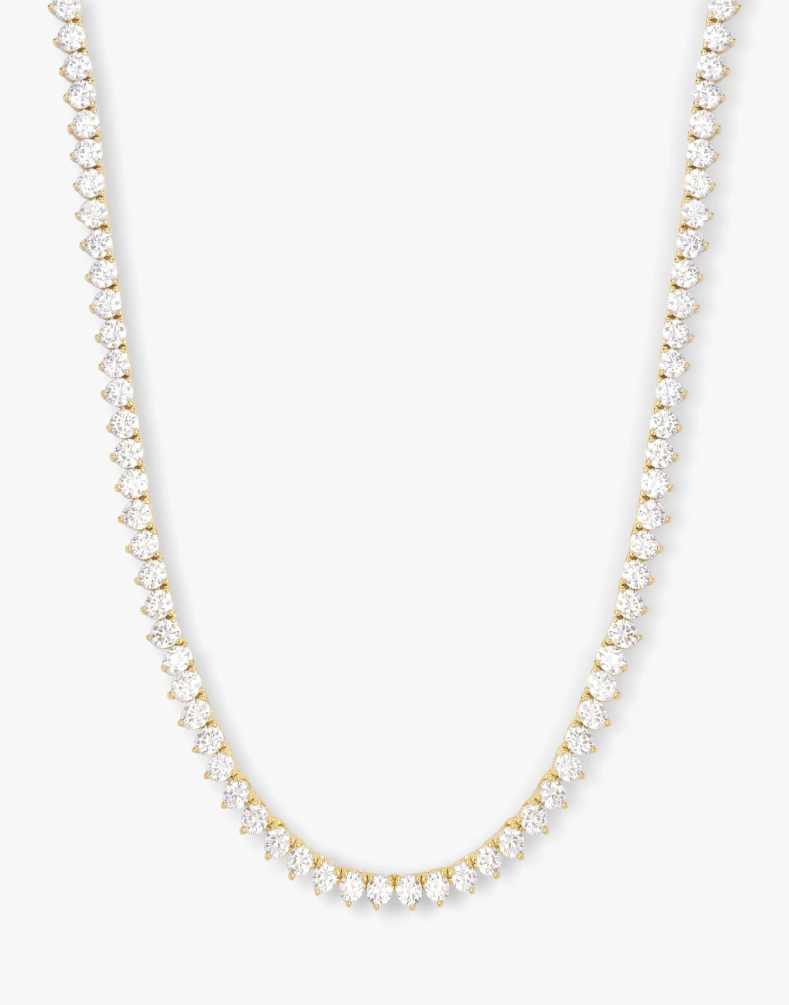 Mama Not Your Basic Tennis Necklace 16' GOLD-WHITE O/S