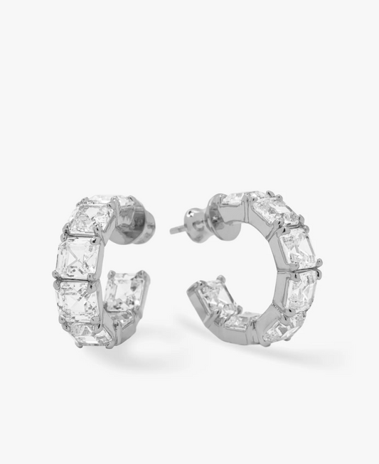 The Queens .75' Hoops SILVER-WHITE O/S