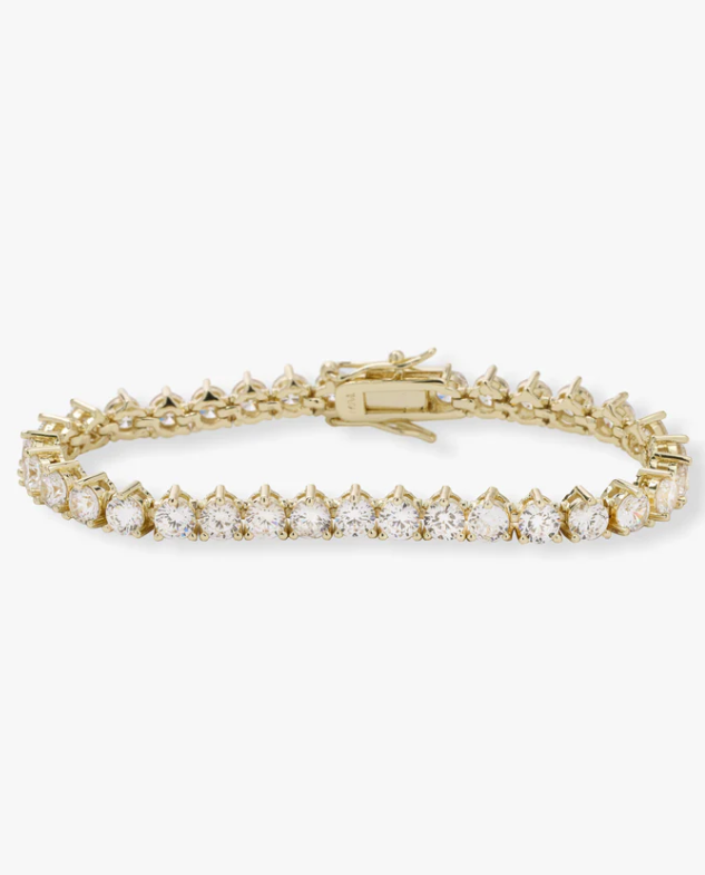 Mama Not Your Basic Tennis Bracelet GOLD-WHITE 7.5