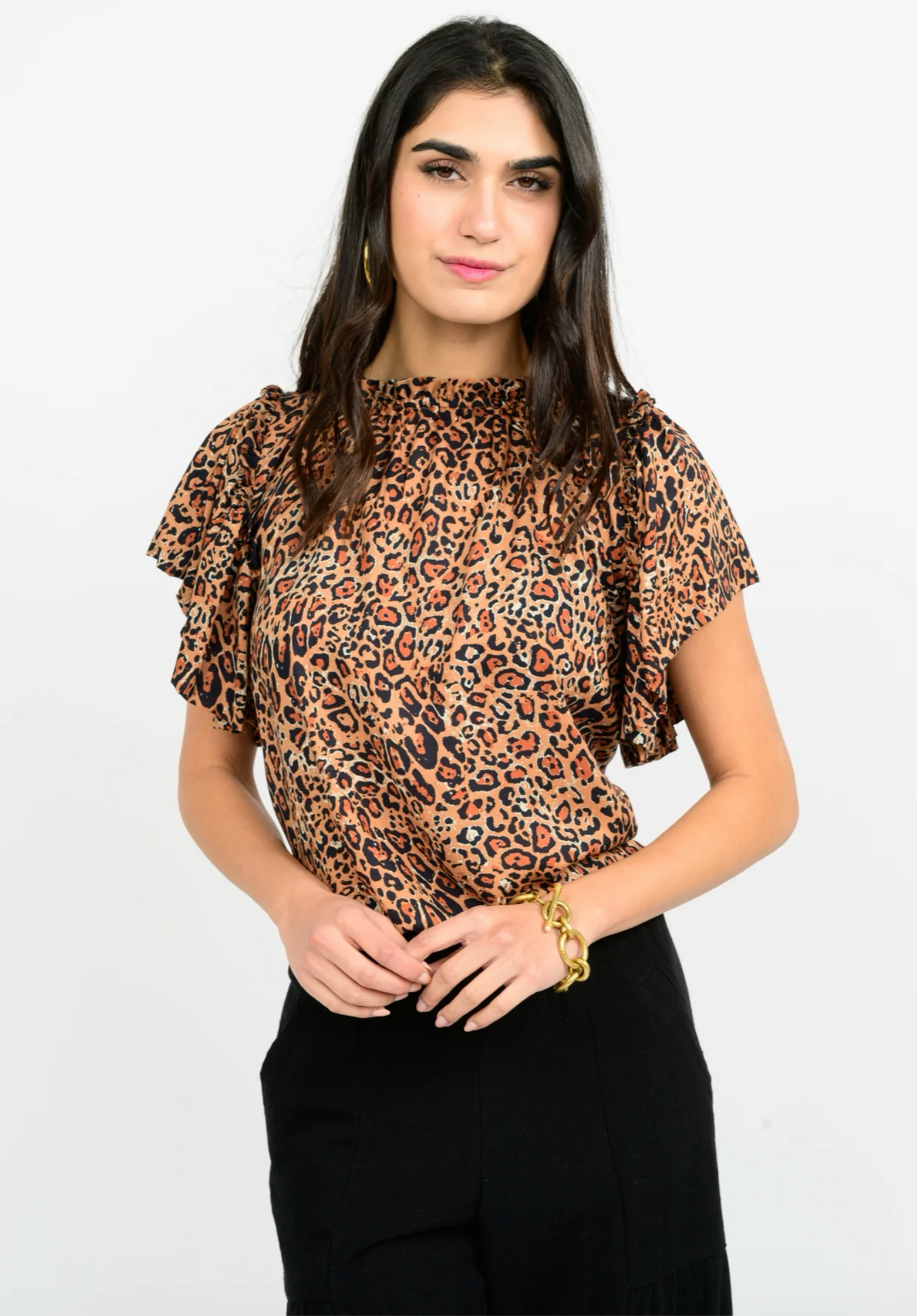 LEOPARD FLOUNCE TOP