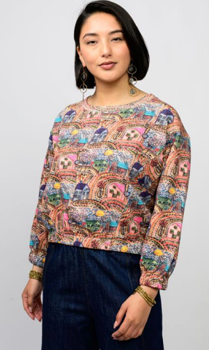 POPOVER NOVELTY KNIT TOP