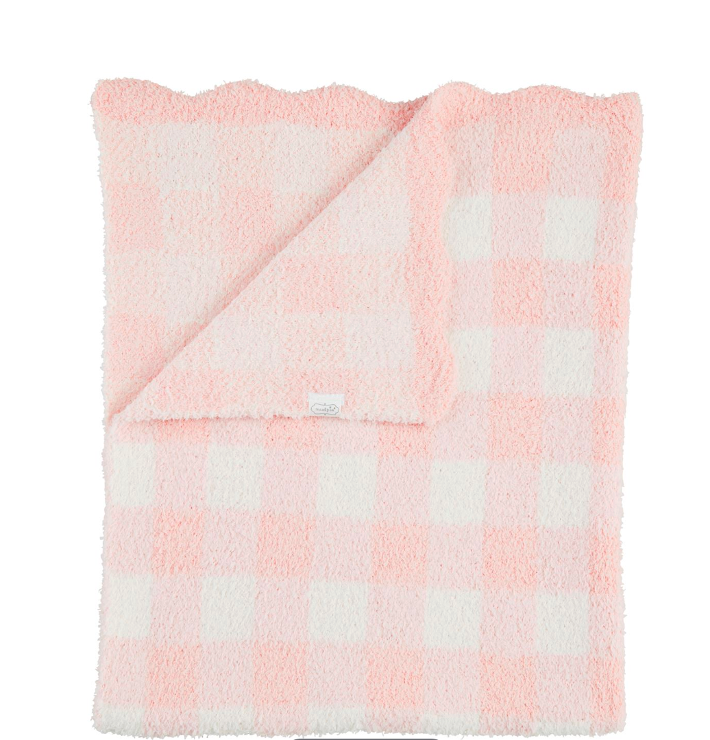 Pink Gingham Chenille Blanket