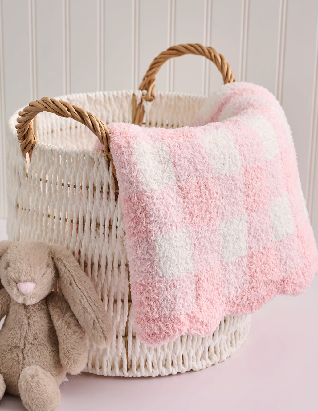 Pink Gingham Chenille Blanket