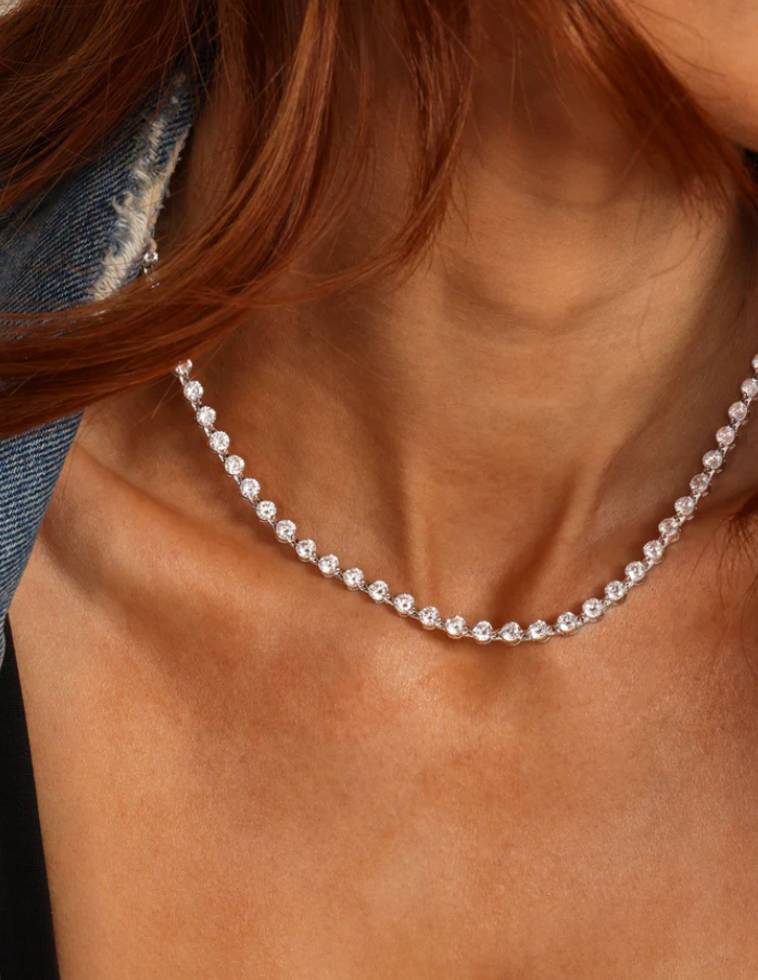 She's an Icon Tennis Necklace 16' SILVER-WHITE O/S