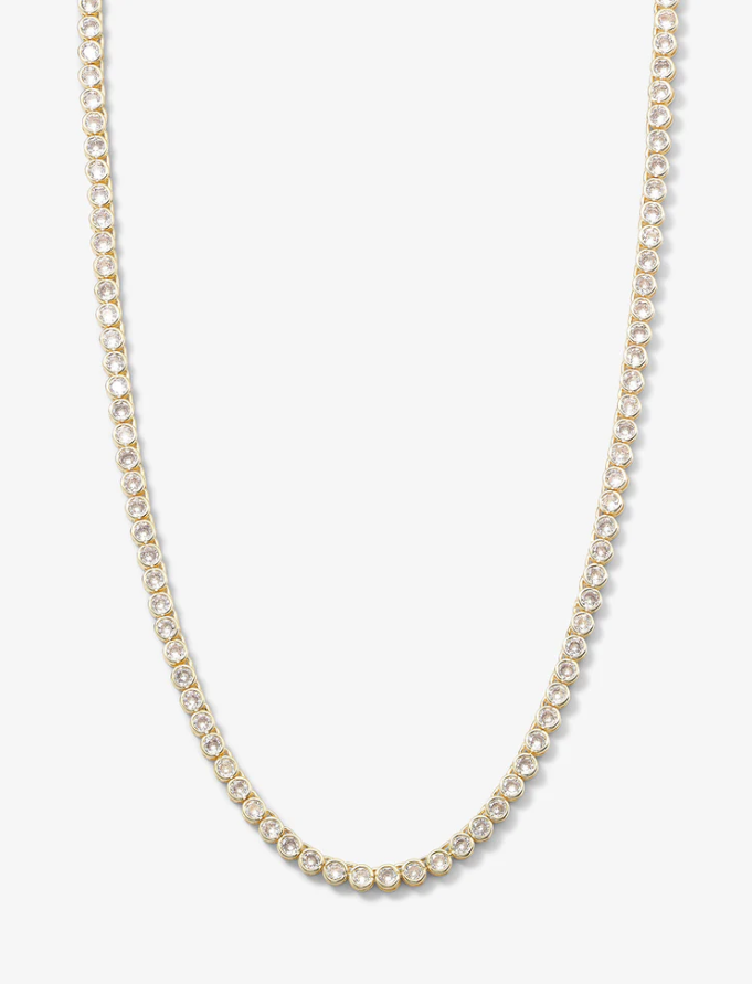 Baroness Tennis Necklace 18' GOLD- WHITE O/S