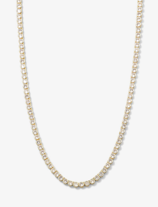 Baroness Tennis Necklace 18' GOLD- WHITE O/S
