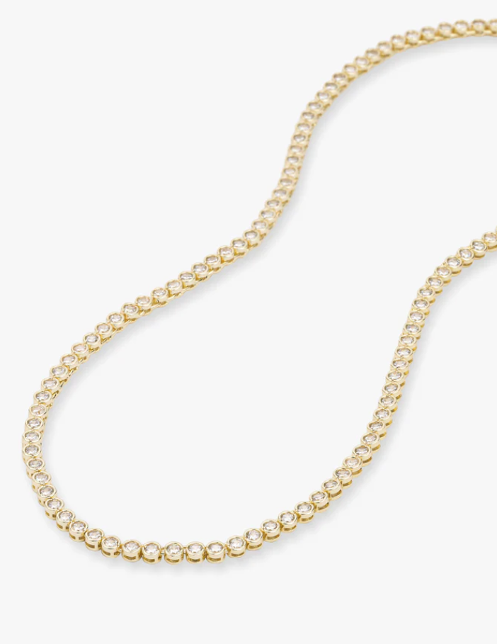 Baroness Tennis Necklace 18' GOLD- WHITE O/S