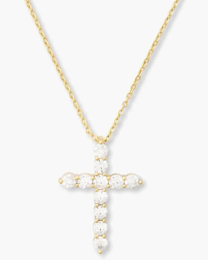 OH SHE FANCY CROSS PENDANT 15" GOLD