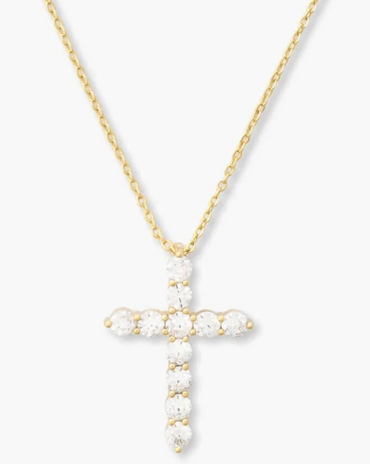 OH SHE FANCY CROSS PENDANT 15" GOLD