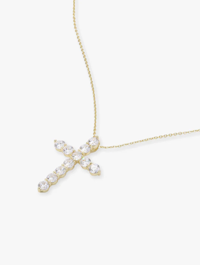 OH SHE FANCY CROSS PENDANT 15" GOLD