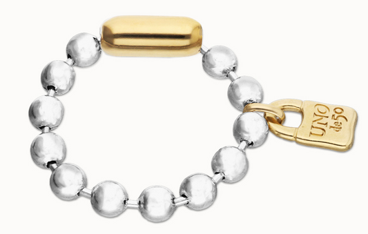 Sterling silver plated ball  bracelet with clasp and lock in 18k gold M