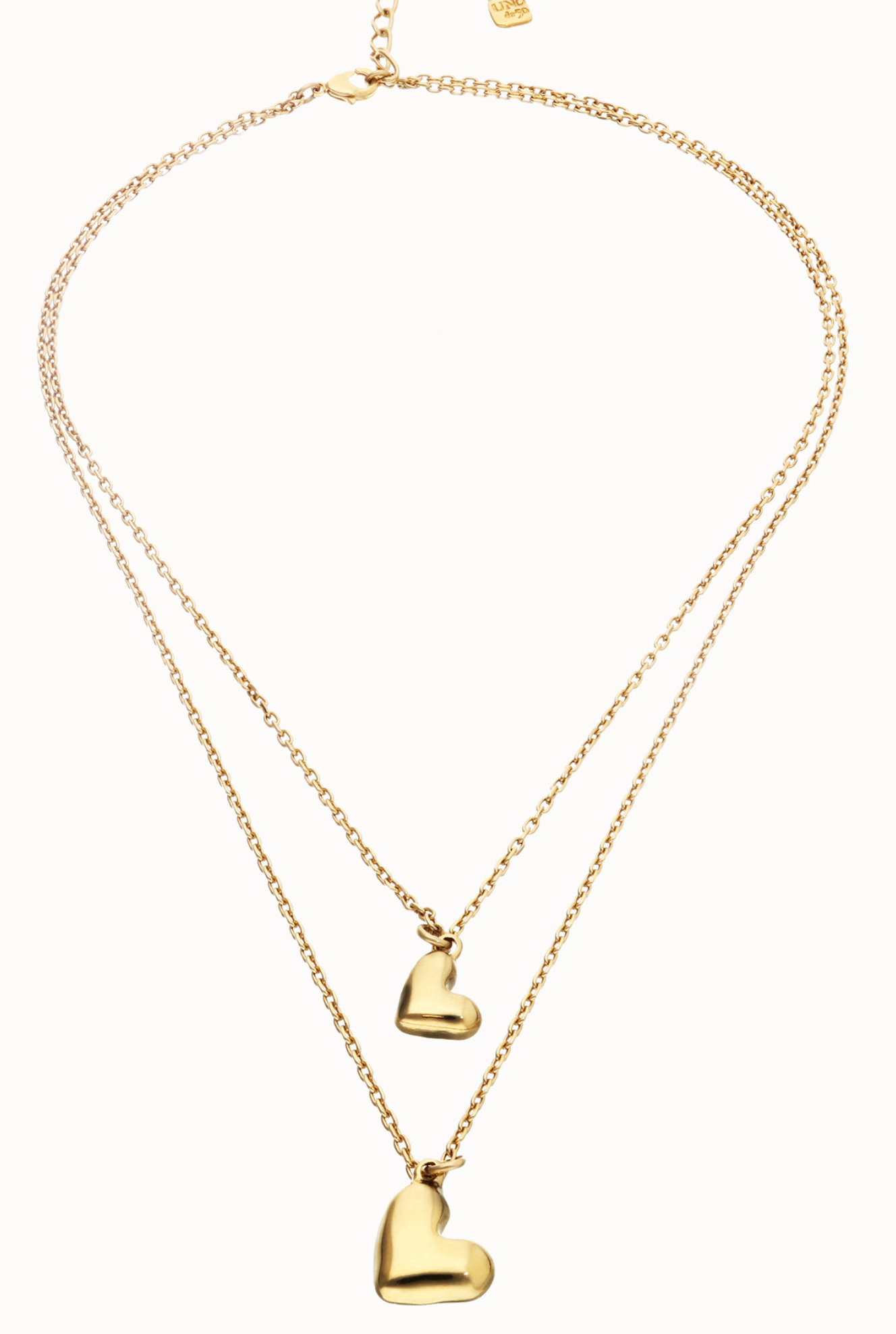 18k gold double plated necklace with two hearts