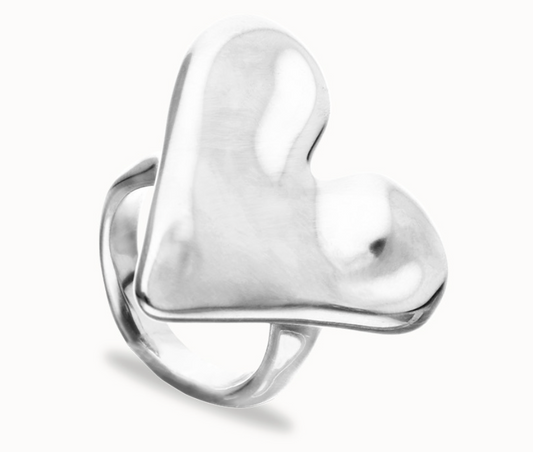 Sterling silver plated heart shaped ring 15