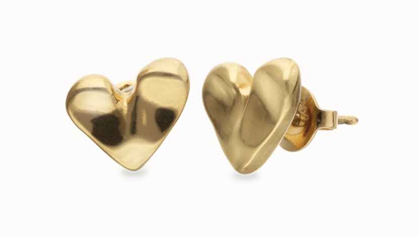 18k gold plated heart shaped earrings